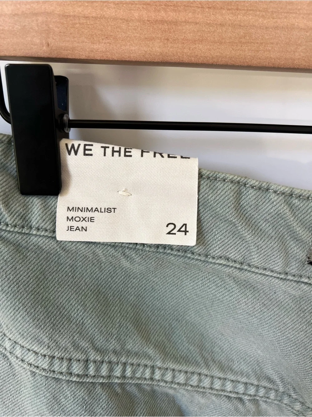 Free People We The Free Minimalist Moxie Barrel Jeans in Aloe Green NWT